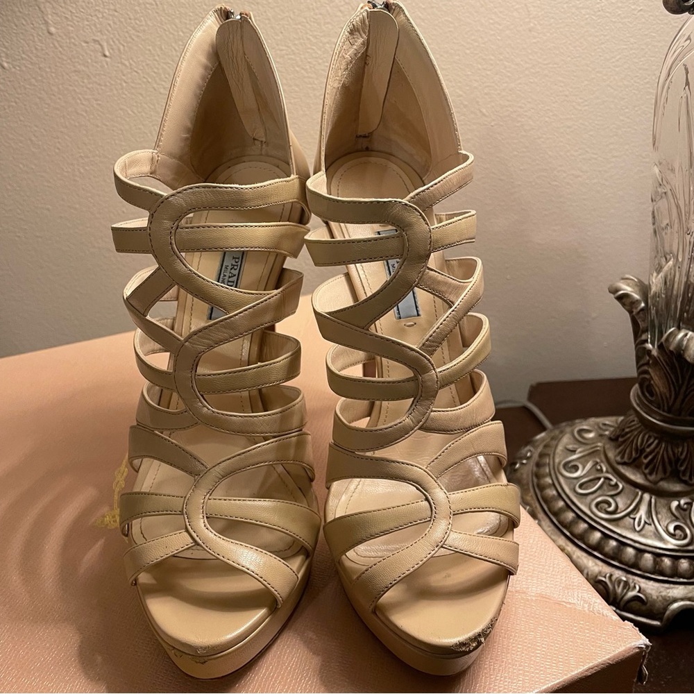 Authentic Prada nude platform heels